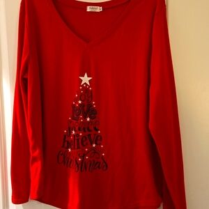 Women's Long Sleeve Christmas Shirt, Red, size XL